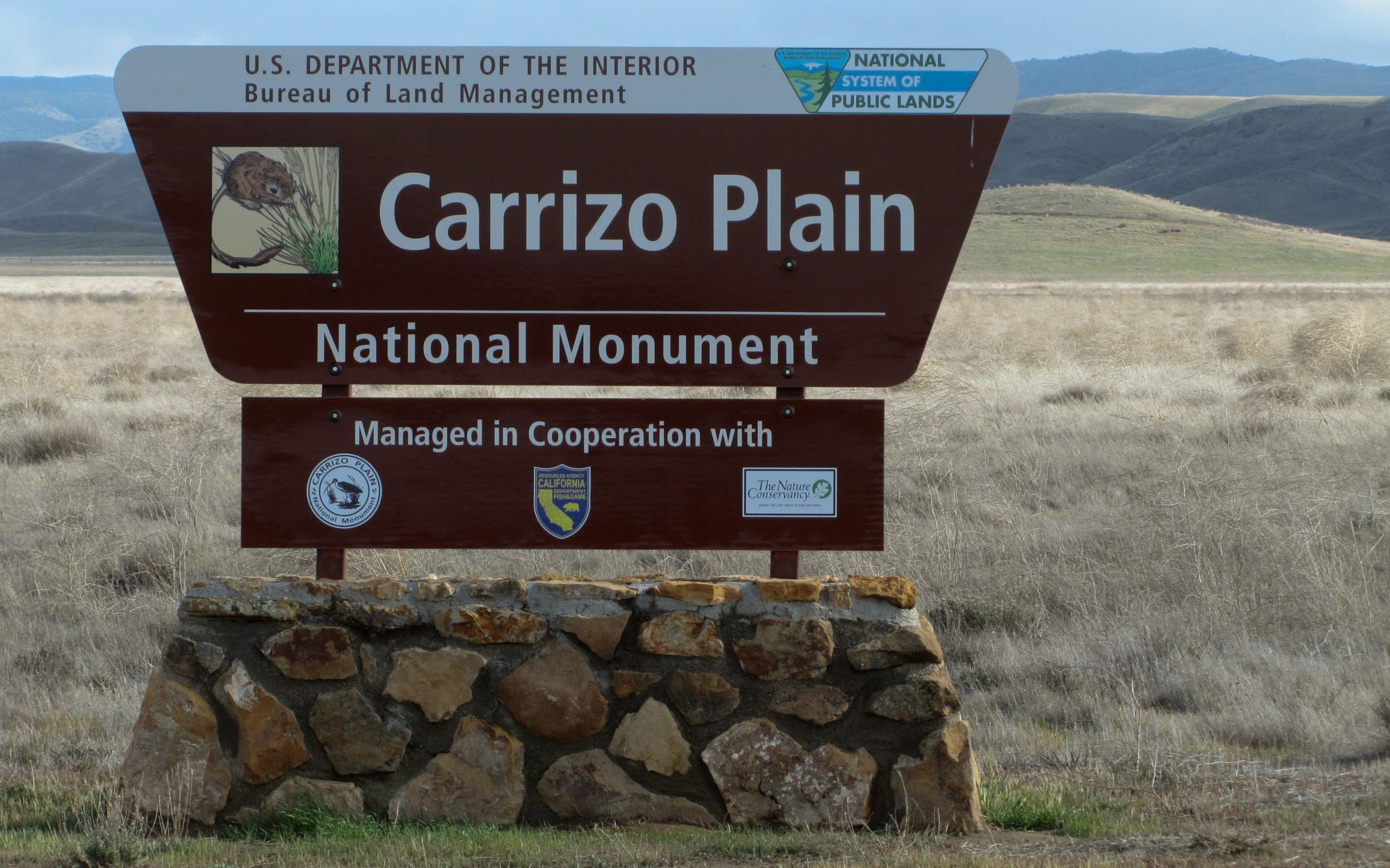 Carrizo Plain National Monument sign